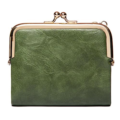 YIZITU Multifunktionale PU Kreditkarten Geldbörse Kartenhalter Business Geschenk Kleingeld Tasche für Frauen Münzgeldbörse Geldtasche Retro Geldbörse, grün, Mass Beauty von YIZITU