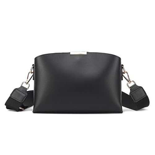 YIZITU Muscheltasche, Umhängetasche, modisch, trendig, für Mädchen, Damen, breiter Schultergurt, PU-Tasche, vielseitige Handtasche, Reisetaschen, Schwarz von YIZITU