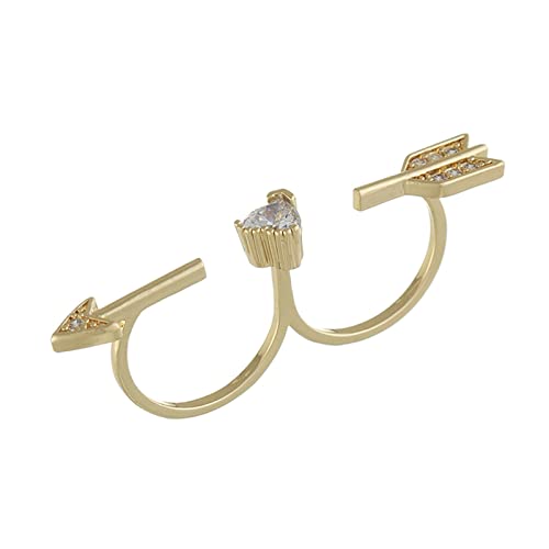 YIZITU New Heart Ringe Für Frauen Verstellbar Zwei Fingerring Zirkon Zauberharm Schmuck Für Hochzeitspaar Geschenke Verstellbare Offene Frauen von YIZITU