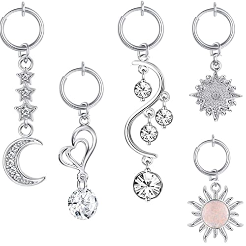 YIZITU Nicht Piercing Navelringe Bauch Kein Perforation Zirkon Sternmond Serie Gekrümmte Körperschmuck Für Frauen Mädchen Ringe Für Frauen Edelstahl von YIZITU