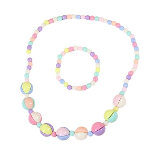 YIZITU Niedliches Blumen-Regenbogen-Halskette und Set, Charm-Schmuck-Set, bunte Perlen, Schmuckstruktur für Mädchen von YIZITU