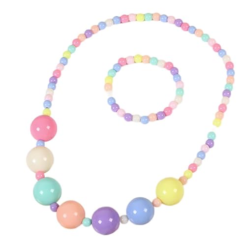 YIZITU Niedliches Blumen-Regenbogen-Halskette und Set, Charm-Schmuck-Set, bunte Perlen, Schmuckstruktur für Mädchen von YIZITU