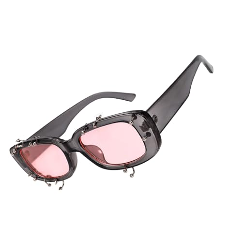 YIZITU Niet-Sonnenbrille mit Nieten, polarisierte Gläser, Unisex, UV400-Schutz, Augenbrille für Mode-Liebhaber, Hiphop-Zubehör, Sonnenschutz, Brille, Gray Frame Powder Sl von YIZITU