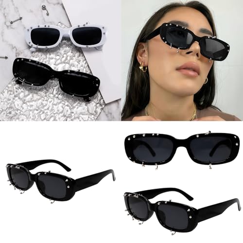 YIZITU Niet-Sonnenbrille mit Nieten, polarisierte Gläser, Unisex, UV400-Schutz, Augenbrille für Mode-Liebhaber, Hiphop-Zubehör, Sonnenschutz, Brille, Weißer Rahmen, grauer Kuchen YIZITU Niet-Sonnenbrille mit Nieten, polarisierte Gläser, Unisex, UV400-Schutz, Augenbrille für Mode-Liebhaber, Hiphop-Zubehör, Sonnenschutz, Brille, Weißer Rahmen, grauer Kuchen von YIZITU