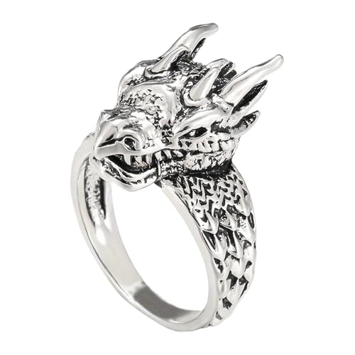 YIZITU Nordischer Drachenring für Herren, Edelstahl, für modische Accessoires und Halloween-Schmuck, trendiger Herrenschmuck, Einheitsgröße, Wie beschrieben, Wie beschrieben von YIZITU