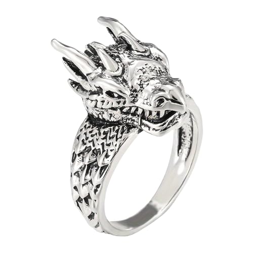 YIZITU Nordischer Drachenring für Herren, Edelstahl, für modische Accessoires und Halloween-Schmuck, trendiger Herrenschmuck, Einheitsgröße, Wie beschrieben, Wie beschrieben von YIZITU