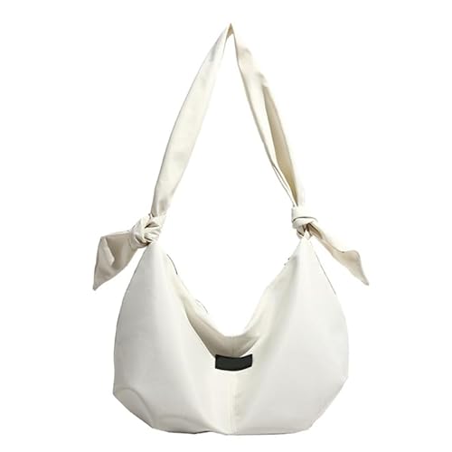 YIZITU Nylon-Schultertasche, Knödeltasche für Mädchen, Teenager, Studenten, lässig, modisch, trendig, Umhängetasche, vielseitige Tasche, weiß von YIZITU