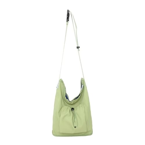 YIZITU Nylon-Tasche mit Kordelzug, Umhängetasche, lässig, Einkaufstasche, große Kapazität, Schultertasche für Mädchen und Damen, Mehrzweck-Taschen, grün von YIZITU