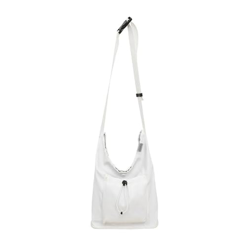 YIZITU Nylon-Tasche mit Kordelzug, Umhängetasche, lässig, Einkaufstasche, große Kapazität, Schultertasche für Mädchen und Damen, Mehrzweck-Taschen, weiß von YIZITU