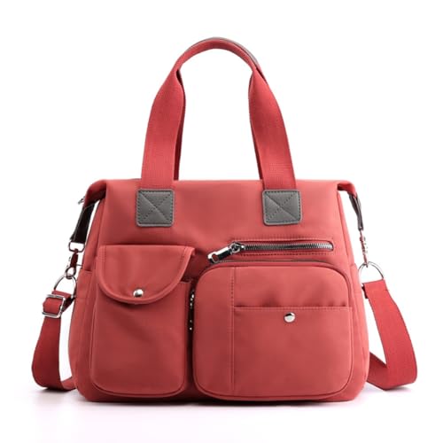 YIZITU Nylontasche, Freizeittasche, große Kapazität, Schultertasche für Mädchen und Frauen, einfarbig, trendige Tasche, Reisetasche, Handtasche, Orange von YIZITU