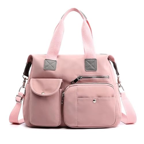 YIZITU Nylontasche, Freizeittasche, große Kapazität, Schultertasche für Mädchen und Frauen, einfarbig, trendige Tasche, Reisetasche, Handtasche, rose von YIZITU