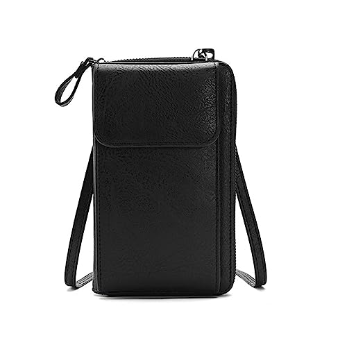 YIZITU PU-Leder Geldkartenhalter Handy-Tasche Geldbörse Tasche Mädchen Frauen Haspe Schultertasche Handtasche Mode Crossbody Leder, Schwarz , One Size von YIZITU