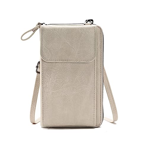 YIZITU PU-Leder Geldkartenhalter Handy-Tasche Geldbörse Tasche Mädchen Frauen Haspe Schultertasche Handtasche Mode Crossbody Leder, beige, One Size von YIZITU