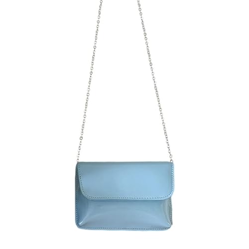 YIZITU PU-Tasche für Freizeit, Freizeit, trendige Schultertasche für Mädchen und Frauen, einfarbig, Kette, modische Tasche, Crossbody-Tasche, Damen-Geldbörse, blau von YIZITU