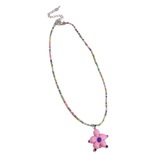 YIZITU Perlen-Halskette, modisch, lächelndes Gesicht, Blumen-Anhänger, verstellbar, cooler Mädchen-Halsschmuck, Schlüsselbeinkette, lächelndes Gesicht, Perlen-Halskette, blumenförmiger Anhänger, süßer von YIZITU