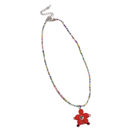 YIZITU Perlen-Halskette, modisch, lächelndes Gesicht, Blumen-Anhänger, verstellbar, cooler Mädchen-Halsschmuck, Schlüsselbeinkette, lächelndes Gesicht, Perlen-Halskette, blumenförmiger Anhänger, süßer von YIZITU