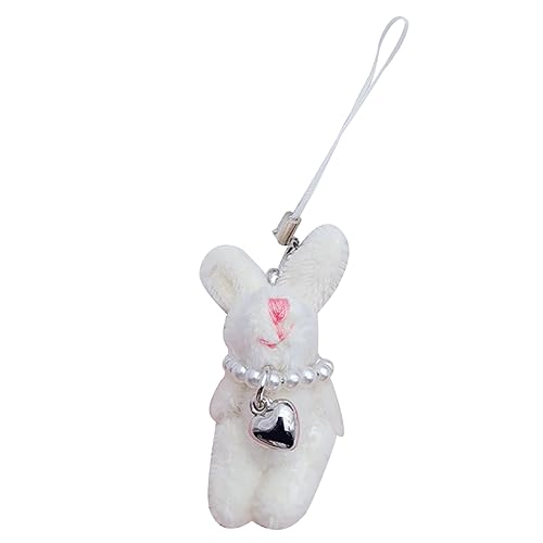 YIZITU Plüsch Keychain Fashion Telefon Charme Schlüsselhalter Für Studenten Herz Kaninchen Keyring Telefon Lanyard Mobile Gurt Plüsch Schlüsselring Lanyard Schlüsselhalter Für Frauen Mädchen von YIZITU
