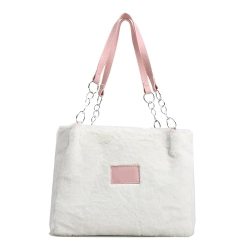 YIZITU Plüsch-Umhängetasche, Winter-Handtasche für Mädchen und Damen, vielseitig, modisch, trendig, große Kapazität, Einkaufstasche, rose von YIZITU