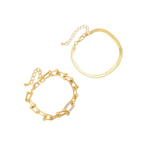 YIZITU Praktische Kristalle U Link Verstellbares Armband Set Stapelbar Schmuck Geschenkdekoration Für Trendige Frauen Casual Wear U Link Crystals Armband von YIZITU