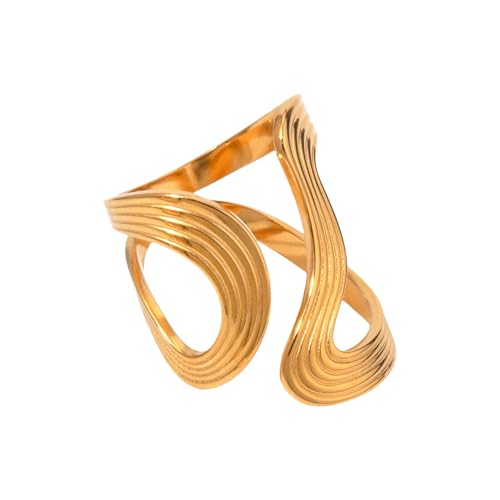 YIZITU Praktische Männer Und Frauen Gothic Styles Patchwork Form Ringe Einzigartige Designs Schmuck Für Partys Hochzeitsbedarf Goldfarbe Ringe von YIZITU