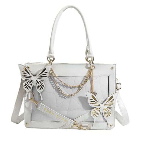 YIZITU Punk Messenger Bags Halloween Gothic Schmetterling Spinnen Netz Tote Bag Lolitas JK Uniform Umhängetasche für Frauen Mädchen Gothic, weiß, One Size von YIZITU