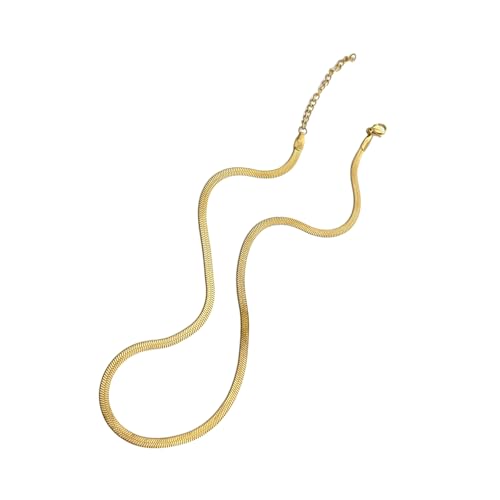 YIZITU Raffinierte Perlen Halskette Flache Schlangenkette Stapelbar Schmuck Edelstahl Textur Geeignet Für Alle Hauttöne Elegantes Accessoire Frauen von YIZITU