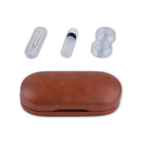 YIZITU Reiseobjektiv-Box, Organizer, modische Kontaktlinsenträger, Kontaktlinsenzubehör für den täglichen Gebrauch und auf Reisen, braun von YIZITU