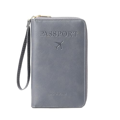 YIZITU Reisepasshülle aus PU-Leder, Reisebrieftasche, Reißverschluss, Reisekartenhalter für Damen und Herren, PU-Lederhülle, Geldbörse, Reißverschluss, Karte, grau, Einheitsgröße, Mass Beauty YIZITU Reisepasshülle aus PU-Leder, Reisebrieftasche, Reißverschluss, Reisekartenhalter für Damen und Herren, PU-Lederhülle, Geldbörse, Reißverschluss, Karte, grau, Einheitsgröße, Mass Beauty von YIZITU