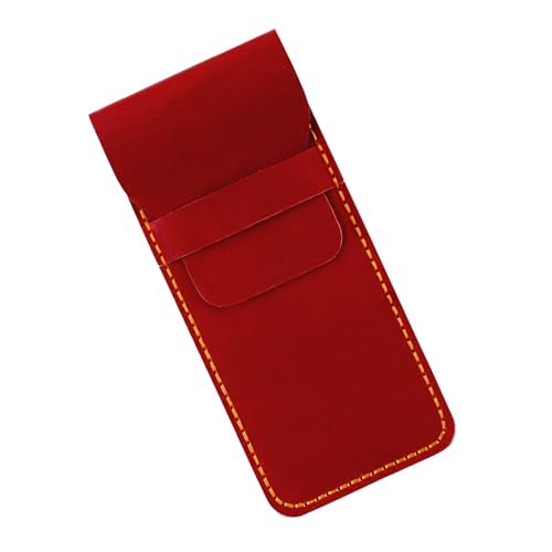YIZITU Retro Füllfederhalter Etui Leder Stift Protektoren Sleeve Multifunktionale Bleistifttaschen für Männer Frauen Bürobedarf Multifunktionale Ledertasche, rot von YIZITU
