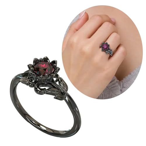 YIZITU Retro Stile Schwarze Gold Herz Liebesringe Mit Kristallen Zirkonia Designs Für Frauen Schmuck Statement Stücke Valentinstag Geschenke von YIZITU