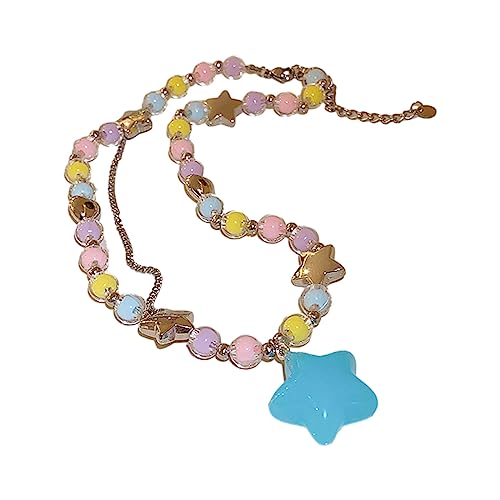 YIZITU Runde Perlen Halskette Star Anhänger Halskette Acrylmaterial Heiße Mädchenstil Neckschmuck Runde Perlen Halsschmuck Heiße Mädchen Stil Stil YIZITU Runde Perlen Halskette Star Anhänger Halskette Acrylmaterial Heiße Mädchenstil Neckschmuck Runde Perlen Halsschmuck Heiße Mädchen Stil Stil von YIZITU