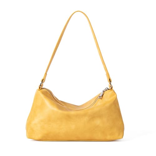 YIZITU Schultertasche für Damen, PU-Leder, Schultertasche, Handtasche, Retro, Clutch, Geldbörse mit Reißverschluss, für Abendparty, Alltag, Clutch mit Reißverschluss, gelb, One Size von YIZITU