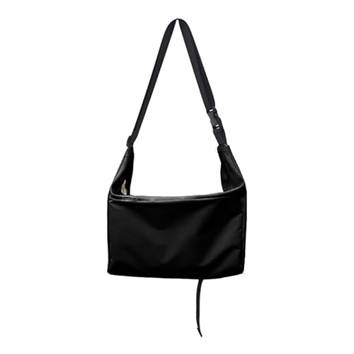 YIZITU Schultertasche mit großer Kapazität, leicht, Nylon, Crossbody-Tasche für Damen und Herren, Reisen, Wandern, wasserdichte Einkaufstasche, Schwarz von YIZITU