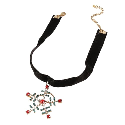 YIZITU Snowflake Weihnachtsbaum Gothic Flocking Tuch Halskette Vintage Temperament Halshöhe Punk Schlangekette Kettengeschenk Für Frauen Temperament Diamanten Schneeflocken Weihnachtsbaum Halskette von YIZITU