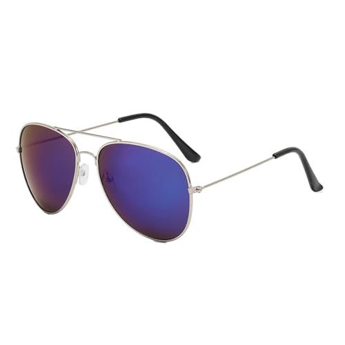 YIZITU Sonnenfeste Brille mit Metallrahmen, Unisex, UV400, Sonnenschutz, Brille für Sport und Strandurlaub, Mode, Silberfarbener Rahmen, blaues Fi YIZITU Sonnenfeste Brille mit Metallrahmen, Unisex, UV400, Sonnenschutz, Brille für Sport und Strandurlaub, Mode, Silberfarbener Rahmen, blaues Fi von YIZITU