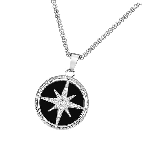 YIZITU Spirituelle Runde Halskette Männer Edelstahlschmuck Schmuck Halskette Mode Neckschmuck Geeignet Für Verschiedene Anlässe Star Anhänger von YIZITU