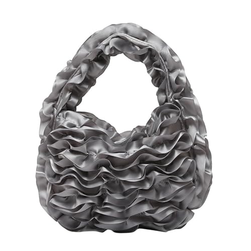 YIZITU Stilvolle Handtasche mit plissiertem Spitzengriff und Reißverschluss, Handtasche für Damen, Business, Abendessen und Freizeit, Reisen, anspruchsvolle Damentasche, grau, One Size YIZITU Stilvolle Handtasche mit plissiertem Spitzengriff und Reißverschluss, Handtasche für Damen, Business, Abendessen und Freizeit, Reisen, anspruchsvolle Damentasche, grau, One Size von YIZITU