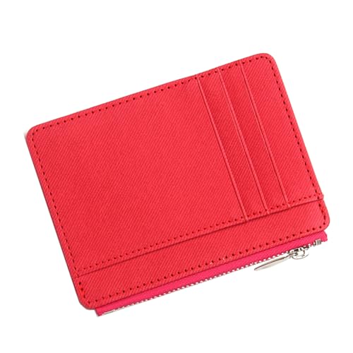 YIZITU Stilvolle Münztasche aus PU-Leder mit praktischen Reißverschluss-Designs für den täglichen Gebrauch und Reisen, PU-Leder-Kartenetui, rot, Mass Beauty von YIZITU