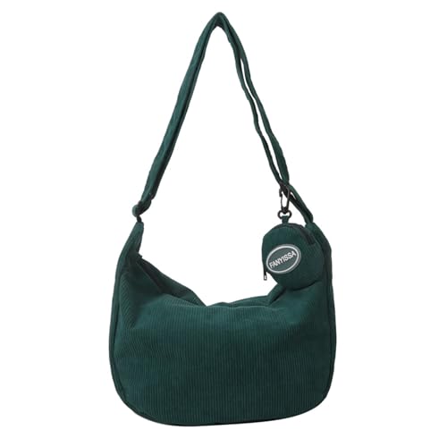 YIZITU Stilvolle Umhängetasche aus Cord mit verstellbarem Riemen, modische Umhängetasche für Arbeit, Reisen, Einkaufen, Dating, modische Umhängetasche, dunkelgrün, One Size YIZITU Stilvolle Umhängetasche aus Cord mit verstellbarem Riemen, modische Umhängetasche für Arbeit, Reisen, Einkaufen, Dating, modische Umhängetasche, dunkelgrün, One Size von YIZITU