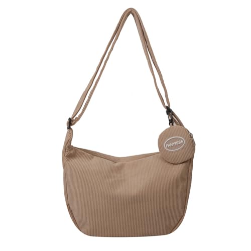 YIZITU Stilvolle Umhängetasche aus Cord mit verstellbarem Riemen, modische Umhängetasche für Arbeit, Reisen, Einkaufen, Dating, modische Umhängetasche, khaki, One Size YIZITU Stilvolle Umhängetasche aus Cord mit verstellbarem Riemen, modische Umhängetasche für Arbeit, Reisen, Einkaufen, Dating, modische Umhängetasche, khaki, One Size von YIZITU