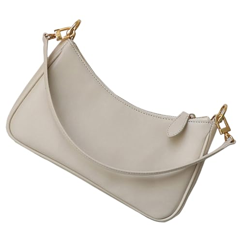 YIZITU Stilvolle Umhängetasche mit Kettenriemen und geräumigem Innenfach aus PU-Leder, Abendtasche für den täglichen Gebrauch, lässige Geldbörse, weiß, One Size von YIZITU