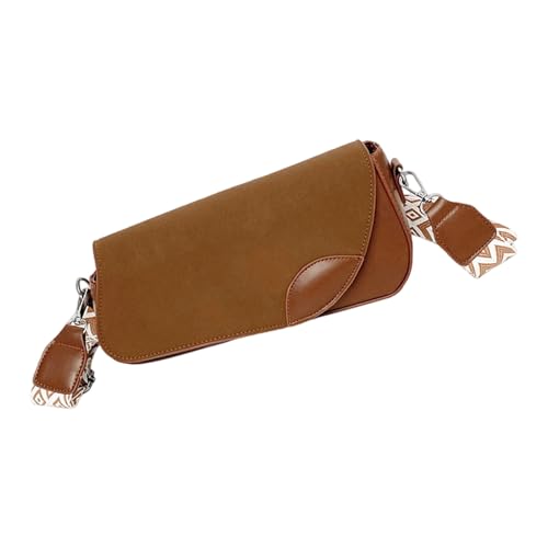YIZITU Stilvolle asymmetrische Umhängetasche für Damen, weiches PU-Leder, Schultertasche, täglich, unverzichtbar, Unterarmtasche, atmungsaktive PU-Schulter, braun, One Size von YIZITU