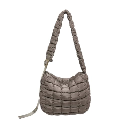 YIZITU Stilvolle gesteppte Umhängetasche für Damen, gepolstert, leicht, mit Reißverschluss, für Reisen, Einkaufen und Arbeit, gesteppte Schultertasche für Damen, coffee, One Size von YIZITU