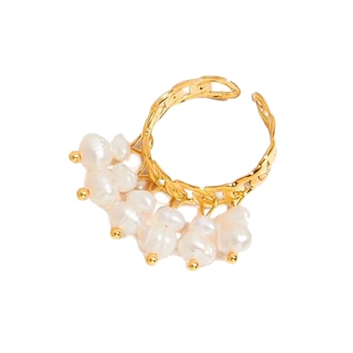 YIZITU Stilvoller Edelstahl Gold Herz Anhänger Doppelschicht Öffnungsringe Accessoire Für Frauen Ideal Für Tägliche Verschleiß Doppelschichtringe von YIZITU