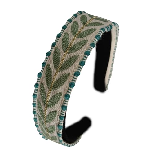 YIZITU Stilvoller Stoff Haar Reifen Blattstich Basteln Breites Stirnband Mode Haarzubehör Für Sporttrainingsaktivitäten Breites Stoff Stirnbänder Für Frauen von YIZITU