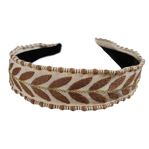 YIZITU Stilvoller Stoff Haar Reifen Blattstich Basteln Breites Stirnband Mode Haarzubehör Für Sporttrainingsaktivitäten Breites Stoff Stirnbänder Für Frauen von YIZITU