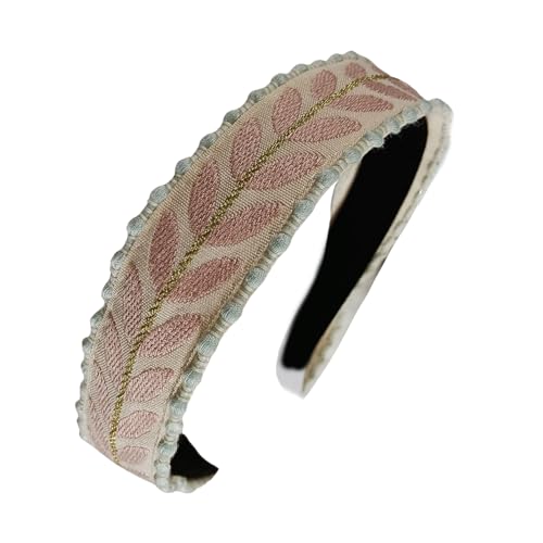 YIZITU Stilvoller Stoff Haar Reifen Blattstich Basteln Breites Stirnband Mode Haarzubehör Für Sporttrainingsaktivitäten Breites Stoff Stirnbänder Für Frauen von YIZITU