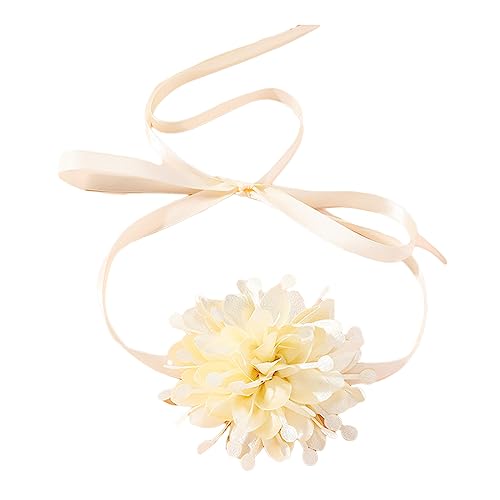 YIZITU Stoff-Blumen-Krawatte, Choker, Blumenriemen, Halskette, Stoff, Hochzeitsschmuck, Damen, Mädchen, Braut, Hochzeit, Party, Krawatte, Halskette von YIZITU