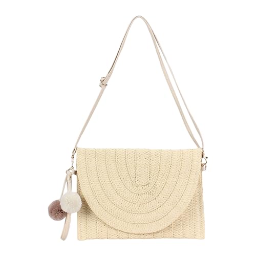 YIZITU Strandtasche für Damen, Stroh, handgefertigt, Kuriertasche, einfache Schultertasche, Umhängetasche, Urlaub, für den täglichen Gebrauch, Reisen, Stroh, Strand, einfache Umhängetasche YIZITU Strandtasche für Damen, Stroh, handgefertigt, Kuriertasche, einfache Schultertasche, Umhängetasche, Urlaub, für den täglichen Gebrauch, Reisen, Stroh, Strand, einfache Umhängetasche von YIZITU