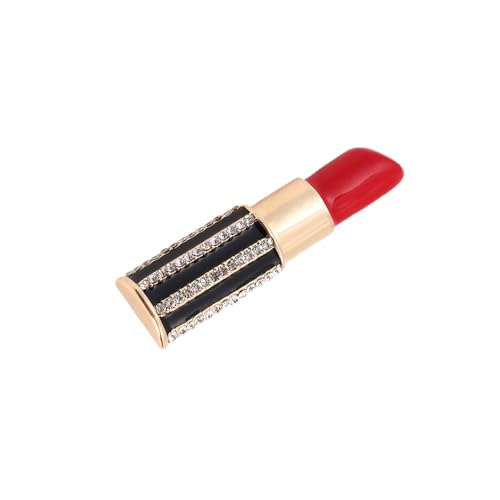 YIZITU Strassstäbchen Lippenstift Brosche Für Abendkleid Schal Lipstick Form Brosche Revers Pin Frauen Stillen Für Valentines Geschenk Strasssteine Revers von YIZITU